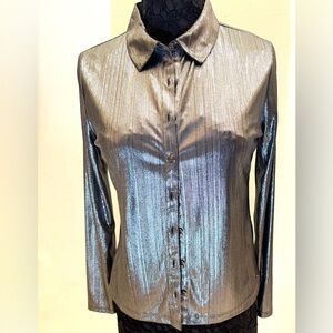 NWOT Tommy Hilfiger Patagonia Shimmering Silver Button-Down Shirt